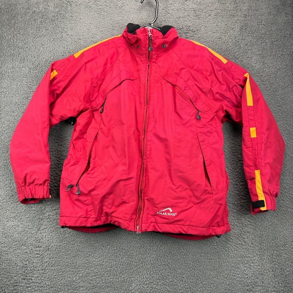 Polar Edge Womens Ski Jacket Red Yellow Water Resistant Pit Zips‎ Size Medium